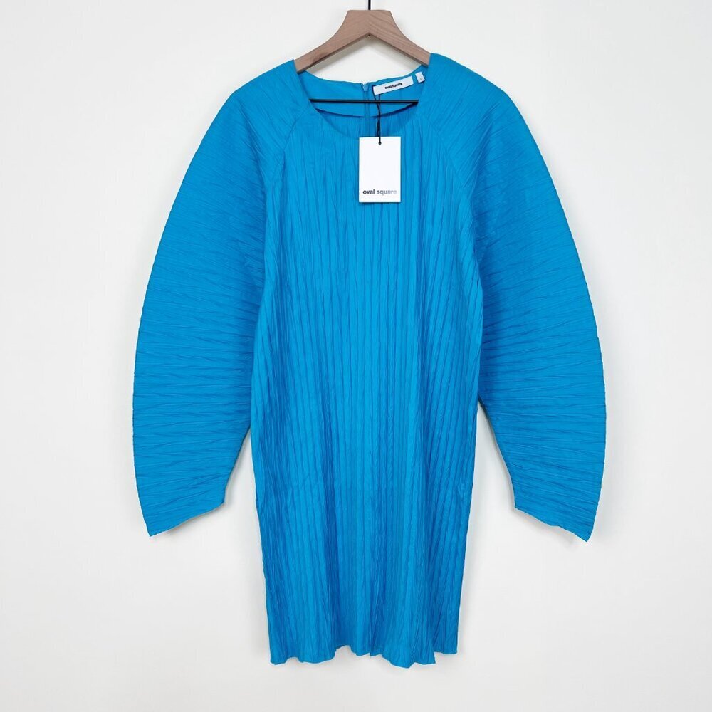 Oval Square Iggy Dress Mini Statement Barrel Sleeves Modern Disco Pleated Party - Picture 4 of 11
